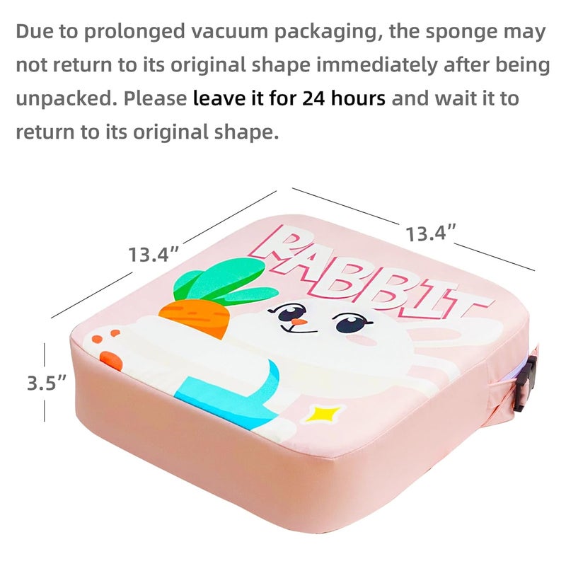Eiury Toddler Booster Seat for Dining Table, Portable Kids Booster Seat with Safety Buckles Portable Increasing Booster Cushion with Non-Slip Bottom (Pink Rabbit) - Image 3